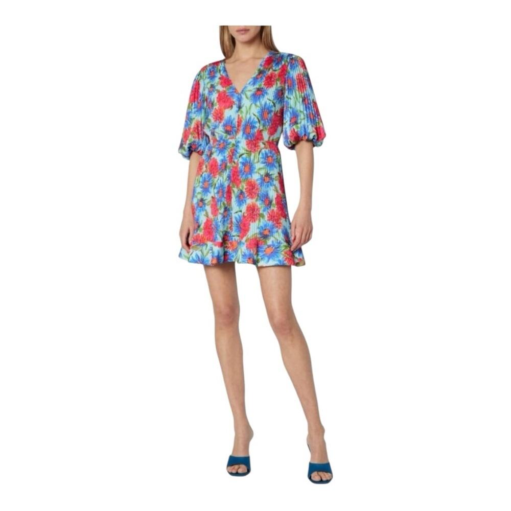 Milly Elle Painted Dahlia Pleated Dress Size 6